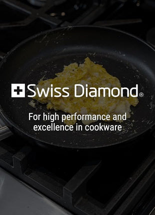 Swiss Diamond 9.5 Inch Frying Pan Nonstick Diamond Frying Pan, Aluminum Coated Skillet, Dishwasher Safe and Oven Safe Fry Pans with Stainless Steel Handle, Grey
