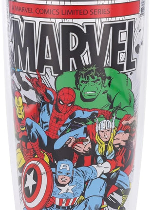 Silver Buffalo Marvel Avengers Featuring Spider-Man, Captain America, Thor, Hulk, and Iron Man Double Wall Travel Tumbler with Slide Close Lid, 20 Ounces