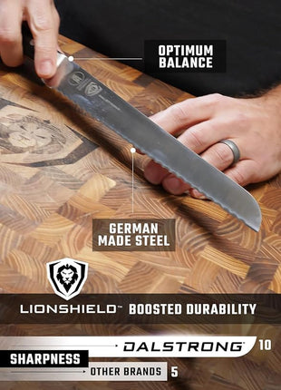 Dalstrong Serrated Bread Knife - 10 inch - Gladiator Series Elite - Forged High-Carbon German Steel - G10 Handle Kitchen Knife - Sheath Included - Razor Sharp Slicer - Slicing Knife - NSF Certified