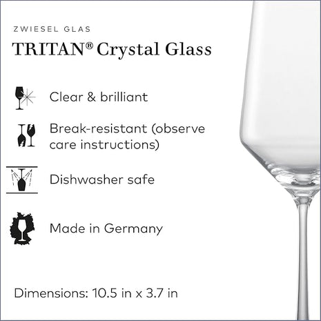 ZWIESEL GLAS Pure Bordeaux Red Wine Glass (Set of 6), Bordeaux Glasses for Red Wine, Dishwasher-Safe Tritan Crystal Glasses, Made in Germany (23 Ounce)