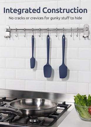 U-Taste Silicone Spatula Set, 600ºF High Heat Resistant, Seamless Food Grade Flexible Rubber Kitchen Cooking Mixing Baking Scraper for Nonstick Cookware Set of 3 (Midnight Blue)