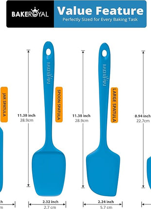 Silicone Spatula Set - 4-Piece Rubber Spatulas Silicone Heat Resistant 600°F for Everyday Task - Seamless Design Kitchen Spatulas for Nonstick Cookware - Blue