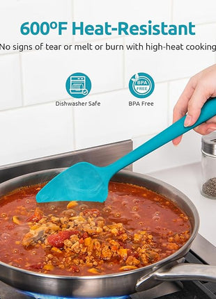 U-Taste Silicone Spoon Spatula Set, 600ºF High Heat Resistant Food Grade Flexible Rubber Scraper, Cooking Mixing Baking Kitchen Utensils Set of 3 (Marrs Green)