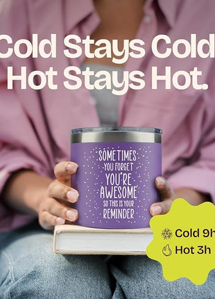 Xmas Gifts for Women - Birthday Friendship - Sometimes You Forget Your Awesome Gifts Purple Coffee Mug for Older Women 14oz Inspirational Unique
