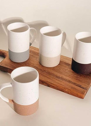 Mora Ceramics 12oz Coffee Mug Set of 4 - Tea Cups with Handle - Microwave and Dishwasher Safe, Perfect For Mug Lovers - Rustic Matte Glaze, Modern Design - Assorted Colors
