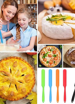 5Pcs Silicone Jar Spatulas - Cake Cream Spatulas Set, 9.8 inch Non-Stick Heat Resistant Mixing Butter Spatulas Baking Scrapers for Jars Blenders Cooking Stirring (5 Color)