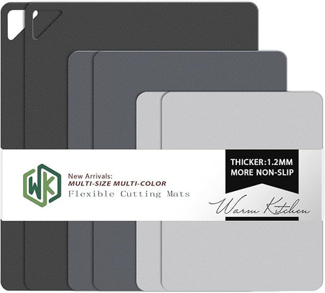 WK Flexible Plastic Cutting Boards for Kitchen, 6 Pieces Cutting Board Mats, Thin Cutting Board Sheets, Dishwasher Safe, BPA Free, Multi Sizes Set of 6