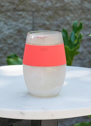 HOST Wine Freeze Cooling Cup, Plastic Double Wall Insulated Freezable Drink Chilling Tumbler with Freezing Gel | Wine Glasses for Red and White Wine, Set of 1, 8.5 oz, Coral