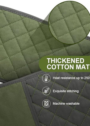 AUAUY Black Double Oven Mitts, 250°C/482°F Heat Resistant BBQ Mittens with Ropes, Silicone Non-Slip Design Kitchen Mittens, Cooking Glove Kitchen Accessories for Cooking Baking Grilling