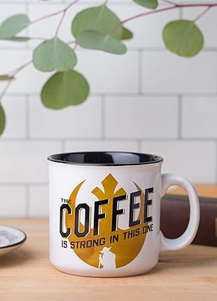 Silver Buffalo Star Wars The Coffee is Strong In This One Ceramic Camper-Style Coffee Mug, 20-Ounces