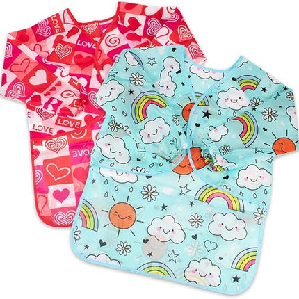 CUBACO Kids Painting Apron, 2pcs Waterproof Art Smocks For Child 3-8 Years, Kids Smocks for Painting Aprons with Long Sleeve