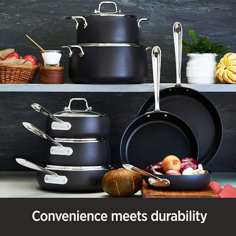 All-Clad HA1 Hard Anodized Nonstick Sauté Pan 4 Quart Induction Oven Broiler Safe 500F Pots and Pans, Cookware Black