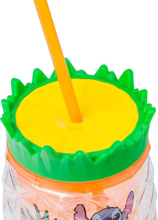 Silver Buffalo Disney Lilo and Stitch Greetings From Hawaii Featuring Scrump Pineapple Shaped Double Wall Tumbler, 16 Ounces