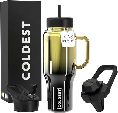 Coldest Tumbler with Handle and Straw - 100% Spill Proof Tumbler with Straw (3 Lids) - Stainless Steel Insulated Leakproof Tumblers for Women & Men - Cup Holder Friendly - 36 oz (Imbued Nova)