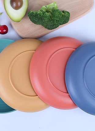 LuckyZone 10 Inches Unbreakable Wheat Straw Plates - Reusable Plate Dinner Set - Dishwasher & Microwave Safe - Healthy, BPA Free & Eco-Friendly (10 Inches/4 Color_H)