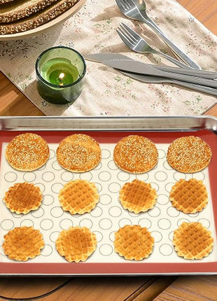 Wildone Baking Sheet with Silicone Mat Set, Set of 4 (2 Sheets + 2 Mats), Wildone Stainless Steel Cookie Sheet Baking Pan with Silicone Mat, Size 9 x 7 x 1 inch, Non Toxic & Heavy Duty & Easy Clean