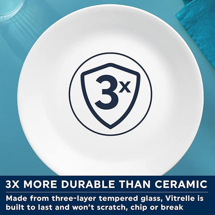 Corelle Dinnerware Set (12pc Set, Crimson Trellis)-Dinner Set for 4 4 x: Dinner Plates, Side Plates & Bowls 3 X More Durable, Half The Space & Weight of Ceramic up to 80% Recycled Glass, 1147166