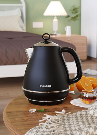 Evoloop 1.7L Electric Kettles, BPA Free Tea Kettle, Hot Water Boiler Heater, Stainless Steel Teapot, Auto Shut-Off & Boil-Dry Protection, 120V/1500W (Black)