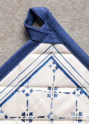 Maison d' Hermine Pot Holders 100% Cotton Heat Resistant Potholders 8" x 8" Hot Pads with Loop BBQ, Cooking, Baking, Grilling, Kitchen, Handling Hot Pans Spring/Summer (Pack of 1, Faience)