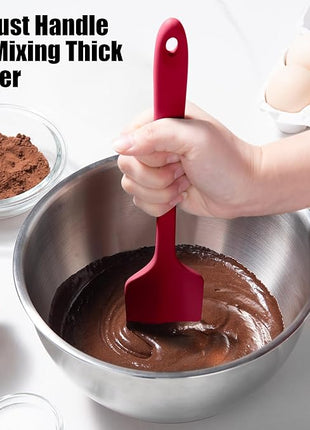 600°F Heat Resistant Silicone Spatula, Doosu High Temp Flexible Kitchen Rubber Bowl Scrapers Food Grade Seamless Baking Supplies Scratch-Proof for Scraping Non-Stick Pans (Red, 11.4in)