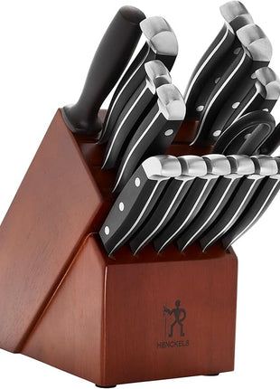 HENCKELS Premium Quality 15-Piece Knife Set with Block, Razor-Sharp, German Engineered Knife Informed by over 100 Years of Masterful Knife Making, Lightweight and Strong, Dark Brown