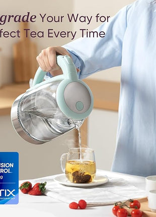 Cosori Electric Kettle, No Plastic Filter & Spout, Tea Kettle & Hot Water Boiler For Coffee & Tea, Water Heater & Teapot, Automatic Shut Off, Borosilicate glass, Green, 1.7L/1500W