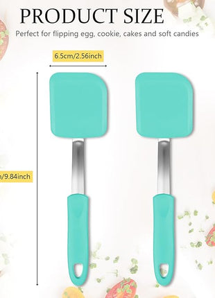 Silicone Cookie Spatula Turner 2 Pack Mini Brownie Spatula Flexible Kitchen Small Silicone Turner for Nonstick Cookware Heat Resistant No Scratch Flipper for Egg Pancake(Green)