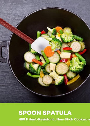 Silicone Rubber Spatula and Spoon Set of 3, High Heat Spatula, Commercial Size (14 Inches)