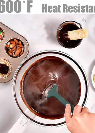 Silicone Spatula, 4-Pack Silicone Set Heat Resistant for Non Stick,Food Grade Cookware with Stainless Steel for Mixing,Cooking,Baking,Flipping,Spreading,Lifting,Serving,BPA Free,Dishwasher Safe(Green)