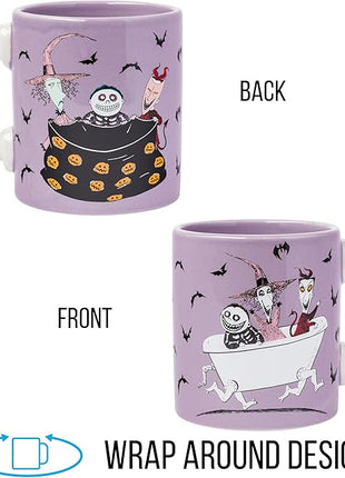 Silver Buffalo Disney Nightmare Before Christmas Featuring Lock, Shock, and Barrel Tub 3D Sculpted Handle Ceramic Mug, 20 Ounces
