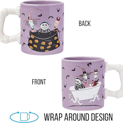 Silver Buffalo Disney Nightmare Before Christmas Featuring Lock, Shock, and Barrel Tub 3D Sculpted Handle Ceramic Mug, 20 Ounces