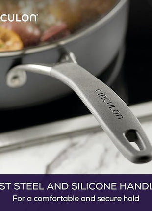 Circulon A1 Series with ScratchDefense Technology Nonstick Induction Sauté Pan with Helper Handle and Lid, 5 Quart, Graphite