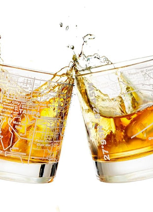 Greenline Goods Whiskey Glasses - 10 Oz Tumbler Gift Set for Tampa lovers, Etched with Tampa Map Old Fashioned Rocks Glass - Set of 2