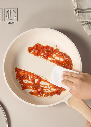 CAROTE 14 Pcs Ceramic Cookware Set, Pots and Pans Set Non Stick with Ceramic Coating, Induction Kitchen Sets, Red