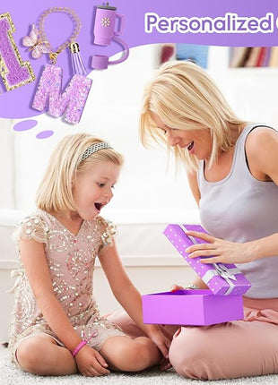 Mity rain 6PCS Cup Accessories Set for Stanley Cup 30oz 40oz tumbler with handle, Including Silicone Straw Topper Cover Cap and Boot, Spill Proof Stopper, Handle Charm, Initials Sticker (Letter M)