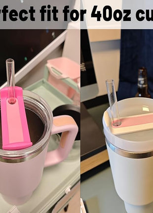 40 OZ Tumbler Lid Replacement Fit for Stanley Cup, 2 Pack Replacement Lids Fit for Stanley Travel Tumbler, Spill Proof Tumbler Covers for Stanley Cup Accessories (Opaque - Pink)