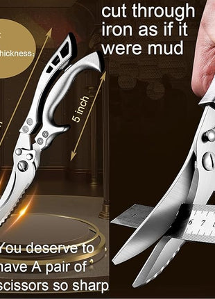 ANDONG Upgrade Heavy Duty Stainless Steel Kitchen Scissors - Professional Poultry Shears for Bone, Meat, Chicken, Fish, Turkey, Vegetables,Spring Loaded Multipurpose Ultra Sharp Utility Scissors