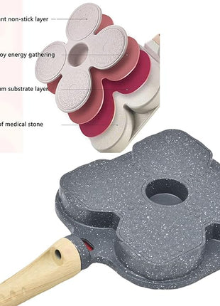 4-Cup Aluminum Nonstick Egg Pan with Lid, Suitable for Gas Stove & Induction Cookware