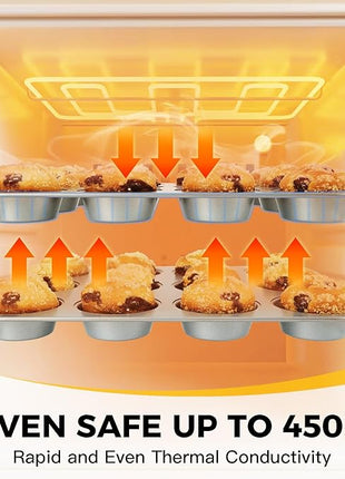 HONGBAKE Bakeware Sets, Baking Pans Set, Nonstick Oven Pan for Kitchen with Wider Grips, 10-Piece Including Rack, Cookie Sheet, Cake Pans, Loaf Pan, Muffin Pan, Pizza Pan - Sliver