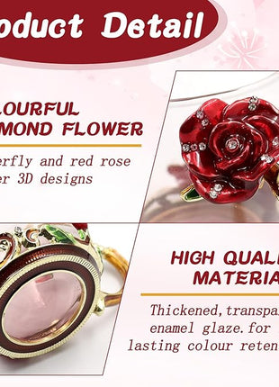 Enamels Butterfly Flower Tea Cup, Glass Coffee Mugs with Spoon, Gifts for Birthday Valentines Mothers Day Graduation Christmas, Presents for Women Wife Mom Her Grandma Girls Teacher Friends