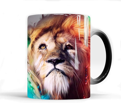 Caliamary Heat Changing Coffee Mug, Lion Heat Sensitive Color Changing Mug Cup, 11 Ounce Funny Ceramic Morning Coffee Mugs Cool Mugs for Men Kids…