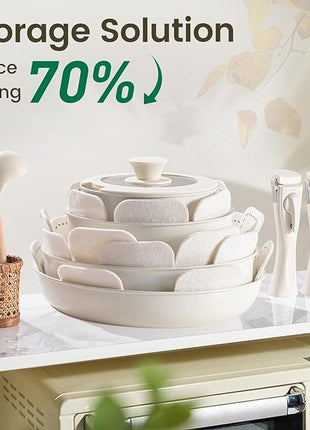 Chef Power Ceramic Cookware Set Non Toxic with Detachable Handles, Healthy Nonstick Pans and Pots Set 19 Pcs, Induction Dishwasher Oven Safe Kitchen Set, PFAS PFOA & PTFE Free, Cream White