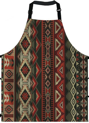 EKOBLA Aztec Print Aprons American Style Decorative Geometric Ornament Tribal Design Waterproof Resistant Chef Cooking Kitchen BBQ Adjustable Aprons for Women Men 27x31 Inch