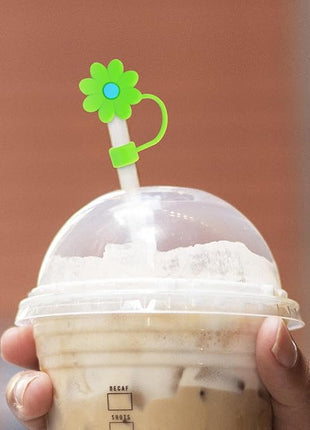 5 PCS Silicone Straw Covers Cap Compatible with Stanley 30&40 Oz Cup, 10mm Cute Flower Straw Toppers for Tumblers, Dust-Proof Drinking Straw Caps for Reusable Straws Tips Lids