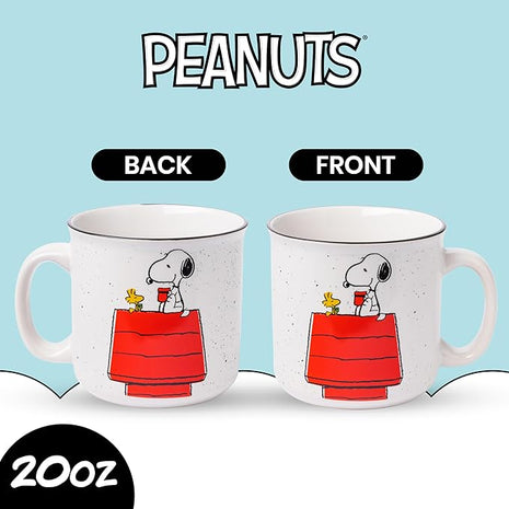 Silver Buffalo Peanuts Snoopy and Woodstock Get Cozy Ceramic Camper Mug, 20 Ounces (Pack of 12)