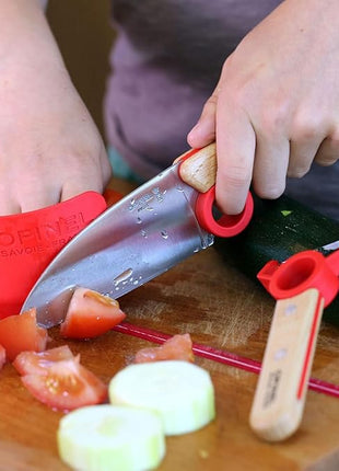 Opinel Le Petit Chef Complete 3 Piece Kitchen Set, Chef Knife with Rounded Tip, Fingers Guard, Peeler, For Children and Teaching Food Prep and Kitchen Safety, Made in France