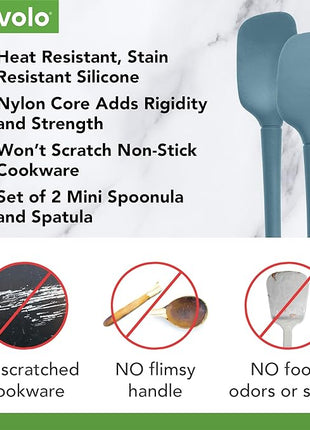 Tovolo Flex-Core All-Silicone Mini Spatula & Spoonula, Kitchen Utensil Set of 2, Heat-Resistant & BPA-Free Silicone Spatula & Spoonula, Safe for Cast Iron & Non-Stick Cookware, Dishwasher-Safe