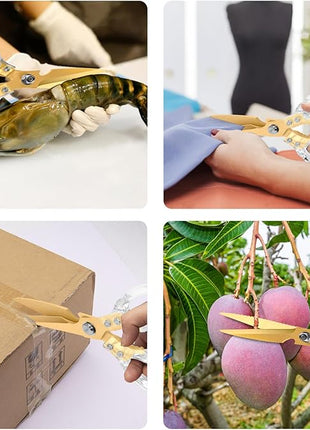 CGBE Kitchen Scissors, Multi-Purpose Kitchen Shears, Heavy Duty Dishwasher Safe Food Scissors for Chicken, Poultry, Fish, Meat & Herbs with Non-Slip Grips - Transparent Gold