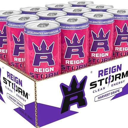 REIGN Storm, Harvest Grape, Fitness & Wellness Energy Drink, 12 Fl Oz | Pack of 12