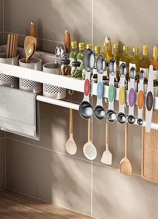 Aovchei 7 PCS Magnetic Measuring Spoons Set, Dual Sided, Stainless Steel Small Tablespoon, Teaspoons, Fits in Spice Jars, for Dry and Liquid, MultiColor